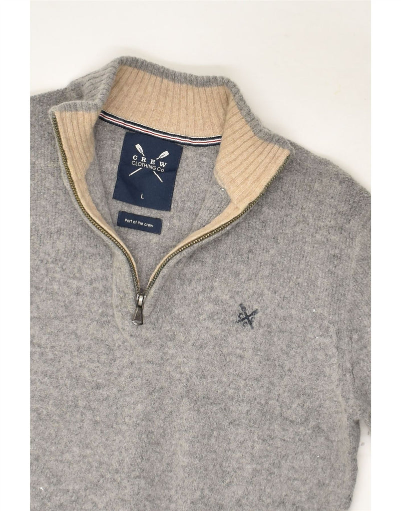 CREW CLOTHING Womens Zip Neck Jumper Sweater UK 14 Large Grey Lambswool | Vintage Crew Clothing | Thrift | Second-Hand Crew Clothing | Used Clothing | Messina Hembry 