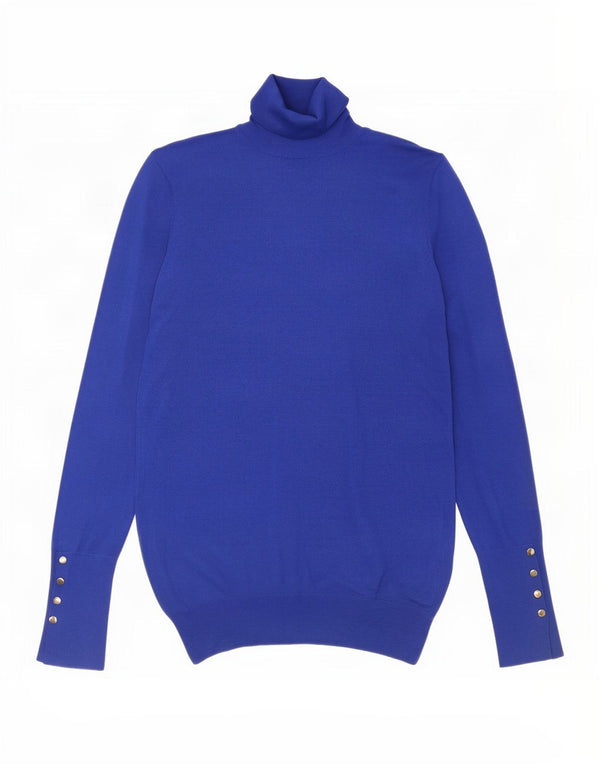 Zara Womens Roll Neck Jumper Sweater UK 10 Small Blue Viscose