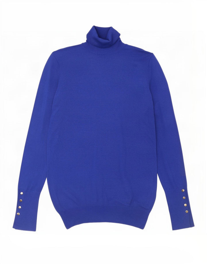 Zara Womens Roll Neck Jumper Sweater UK 10 Small Blue Viscose