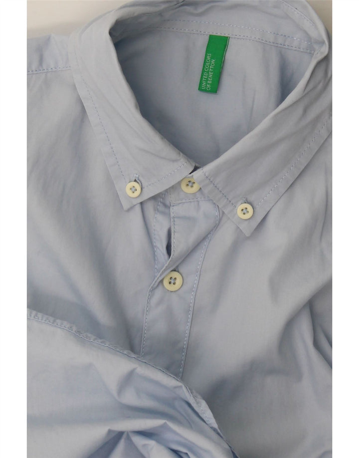 Benetton Mens Shirt Medium Blue