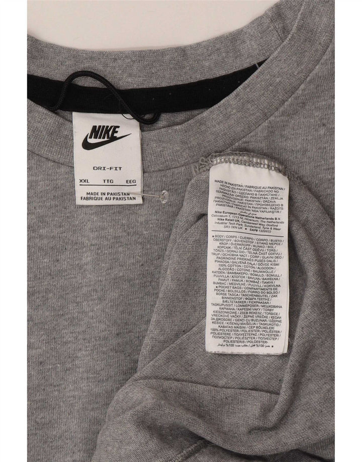 Nike Mens Dri Fit T-Shirt Top 2XL Grey Cotton