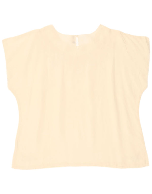 Vintage Womens See Through Blouse Top IT 44 Medium Beige Floral Silk
