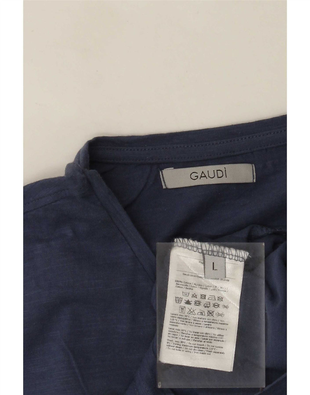 Gaudi Mens Graphic T-Shirt Top Large Navy Blue Cotton