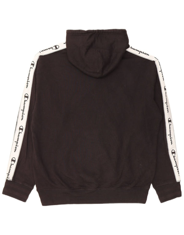 Champion Mens Graphic Hoodie Jumper Medium Black Cotton
