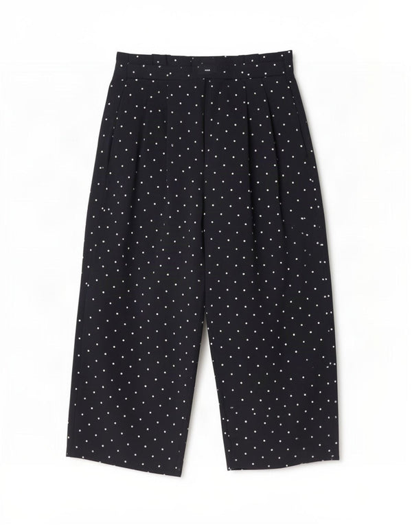 Zara Womens Pegged Capri Trousers Small W26 L20 Navy Blue Spotted Polyester