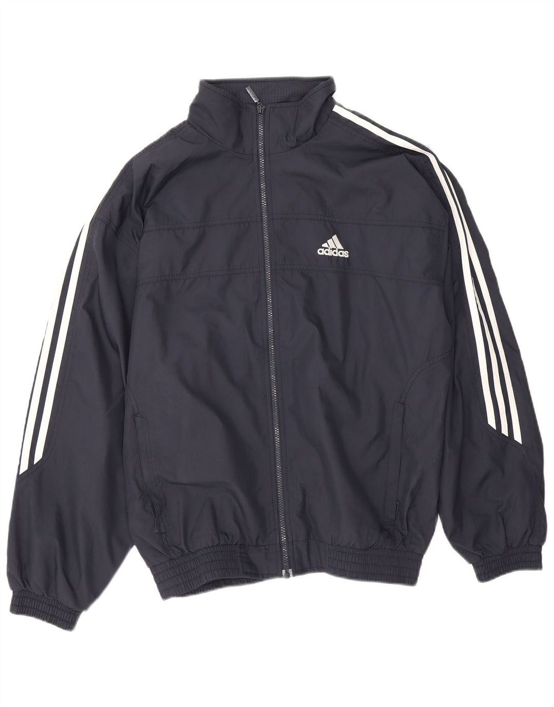 Adidas Mens Tracksuit Top Jacket UK 38/40 Medium Navy Blue Polyester