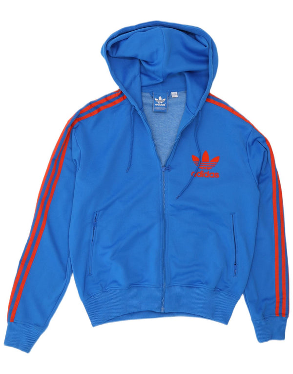 Adidas Mens Zip Hoodie Sweater Large Blue Polyester