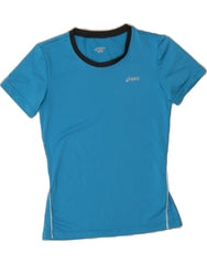 ASICS Womens T-Shirt Top UK 6 XS Blue Polyester