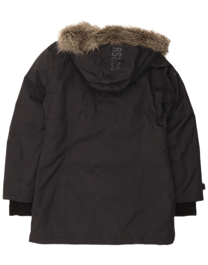 Kangaroos Womens Hooded Windbreaker Coat UK 16 Large Black