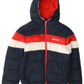 Levi's Boys Graphic Hooded Padded Jacket 11-12 Years Navy Blue Colourblock