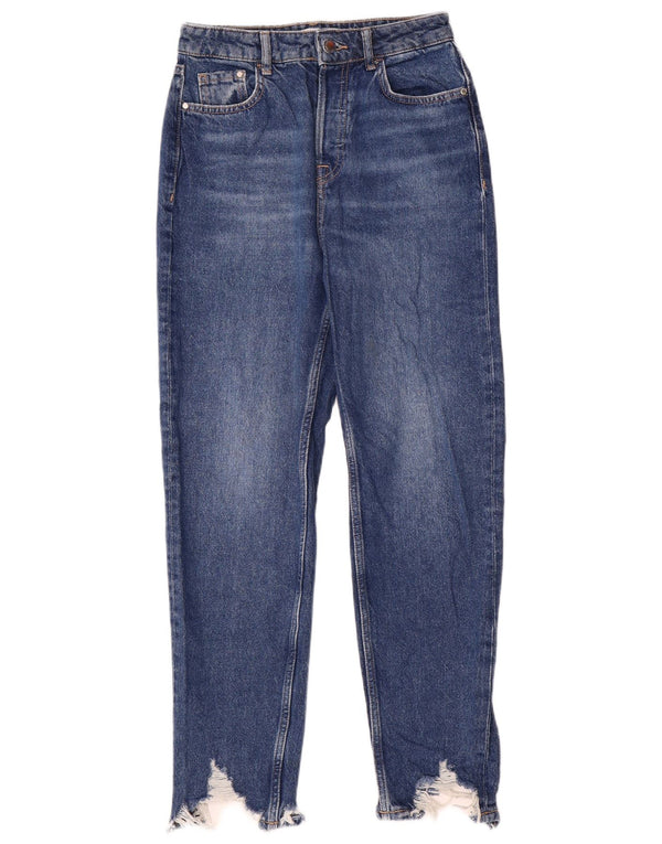 Zara Womens Distressed Tapered Jeans EU 34 2XS W24 L27 Blue
