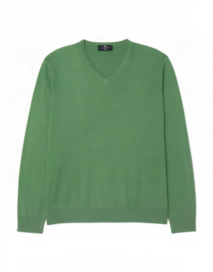 Marks & Spencer Mens V-Neck Jumper Sweater Large Green Acrylic