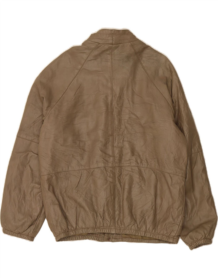 VINTAGE Mens Leather Jacket IT 52 XL Beige Leather Vintage Vintage and Second-Hand Vintage from Messina Hembry 
