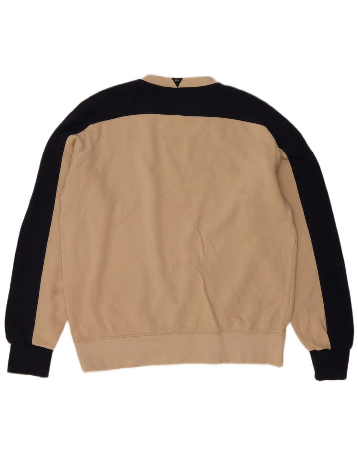 Asics Mens Graphic Sweatshirt Jumper XL Beige Colourblock Cotton