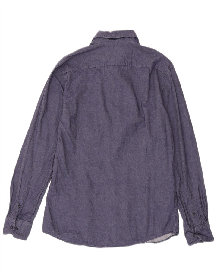 Massimo Dutti Mens Shirt Medium Navy Blue Cotton