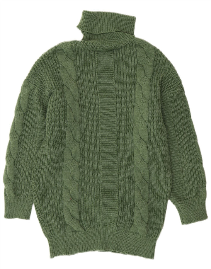 SHEIN Womens Oversized Roll Neck Jumper Sweater UK 14 Medium Green