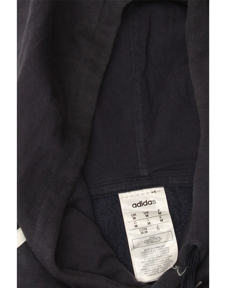Adidas Mens Graphic Hoodie Jumper Medium Navy Blue Cotton