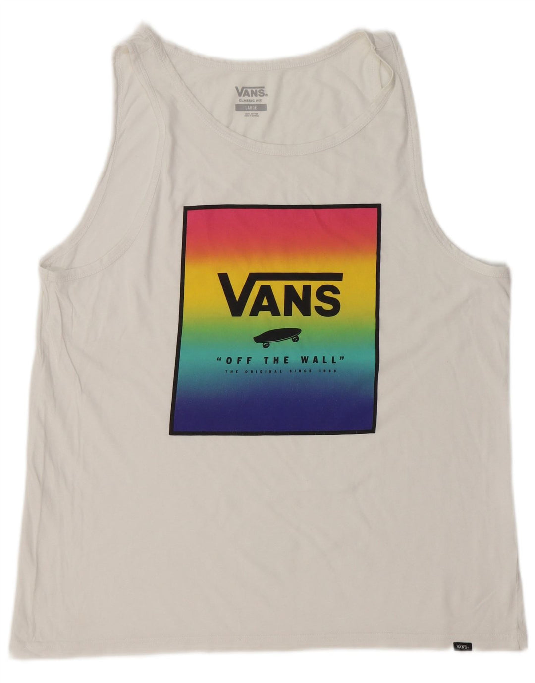 Vans Mens Classic Fit Graphic Vest Top Large White Cotton