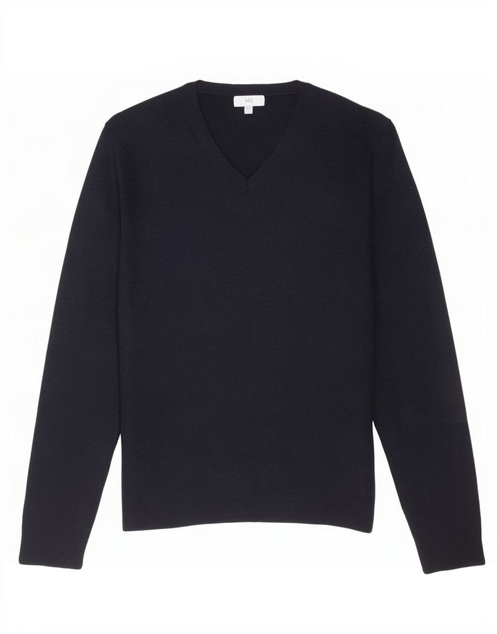 Marks & Spencer Womens V-Neck Jumper Sweater UK 16 Large Black Viscose