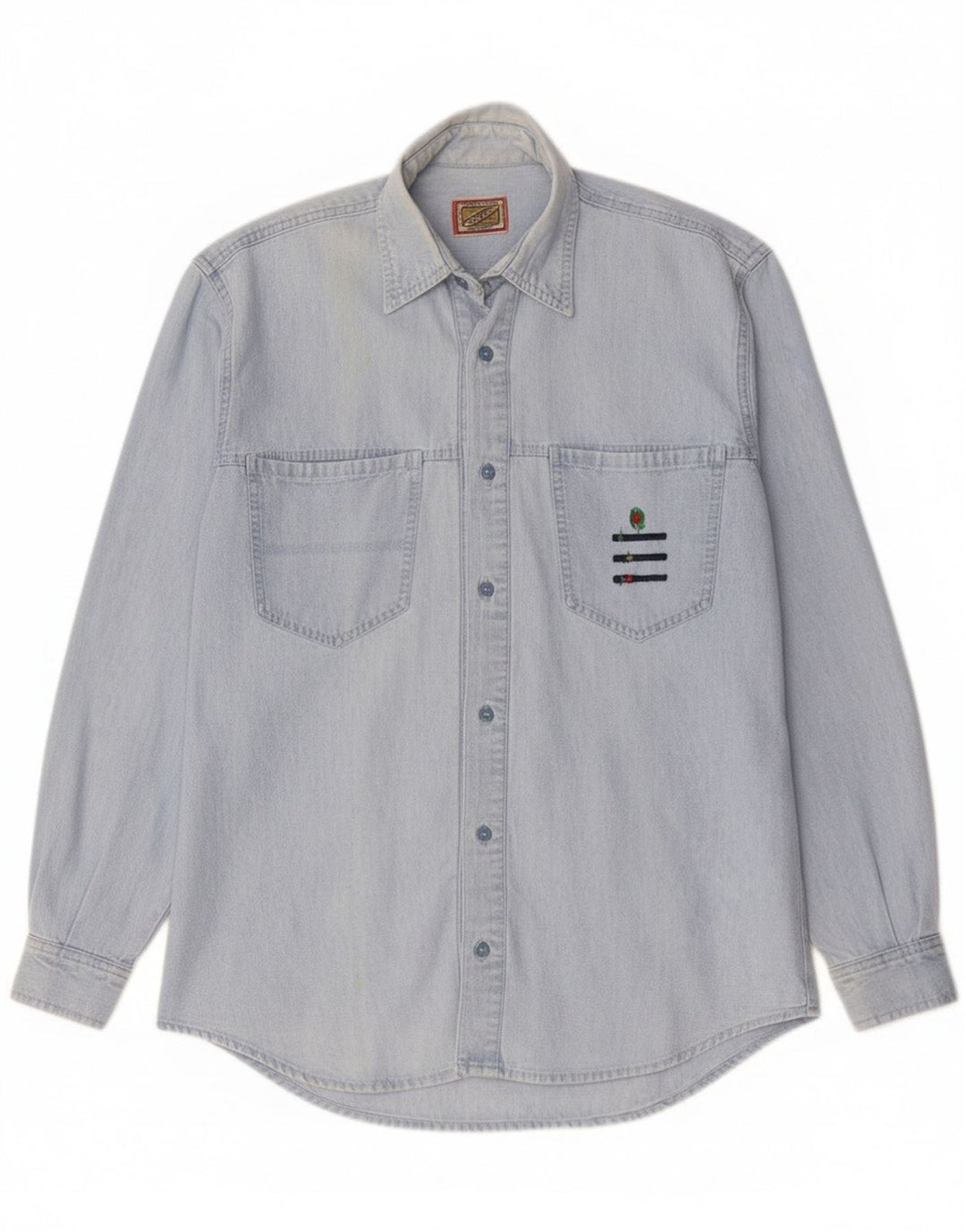 Quarry Mens Denim Shirt Medium Blue Cotton