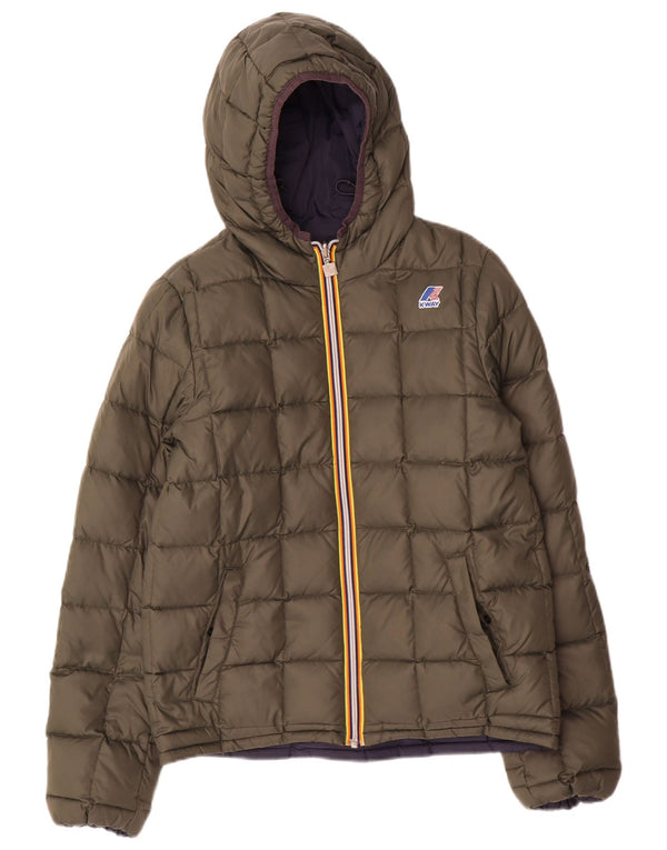 K-Way Boys Hooded Reversible Padded Jacket 15-16 Years Khaki