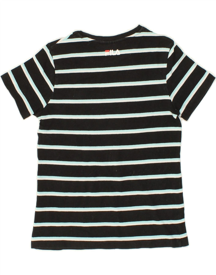 FILA Boys T-Shirt Top 11-12 Years Black Striped Vintage Fila and Second-Hand Fila from Messina Hembry 