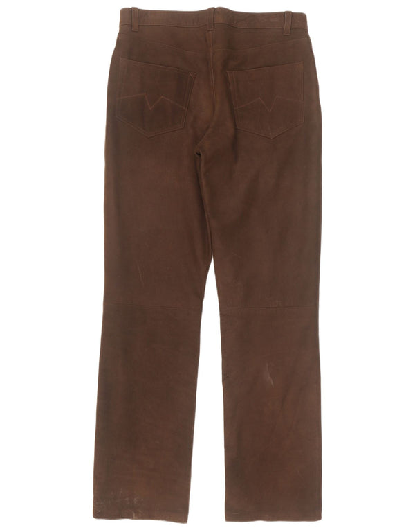 Spieth & Wensky Mens Straight Leather Trousers EU 48 Medium W32 L33 Brown