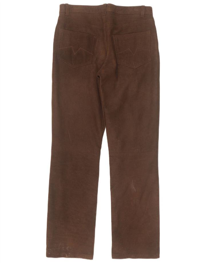 Spieth & Wensky Mens Straight Leather Trousers EU 48 Medium W32 L33 Brown