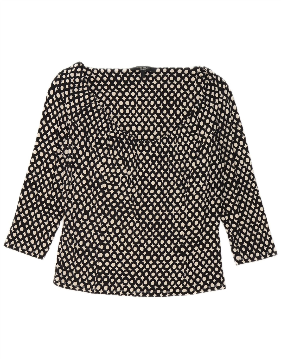 Max Mara Womens Weekend Top 3/4 Sleeve UK 14 Large Black Geometric Viscose