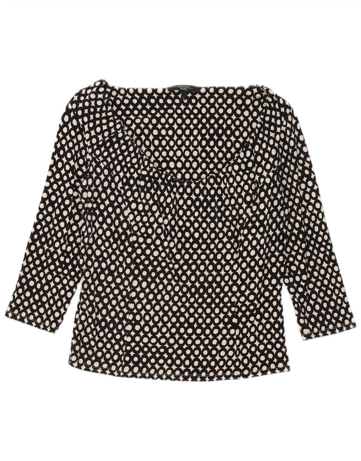 Max Mara Womens Weekend Top 3/4 Sleeve UK 14 Large Black Geometric Viscose