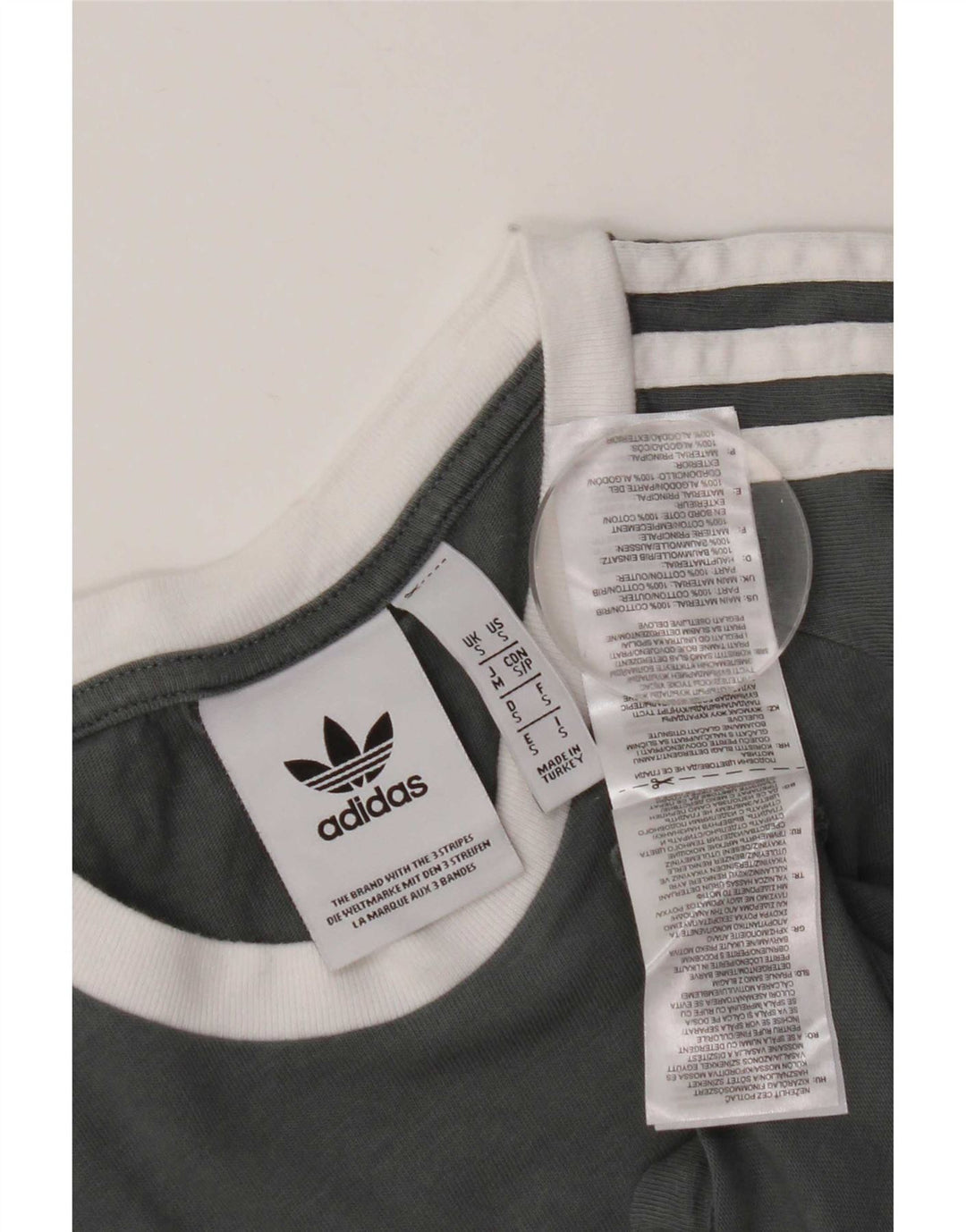 Adidas Mens T-Shirt Top Small Grey Colourblock Cotton