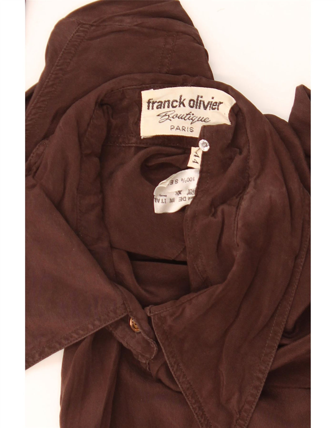 Franck Olivier Womens Shirt IT 44 Medium Brown Silk