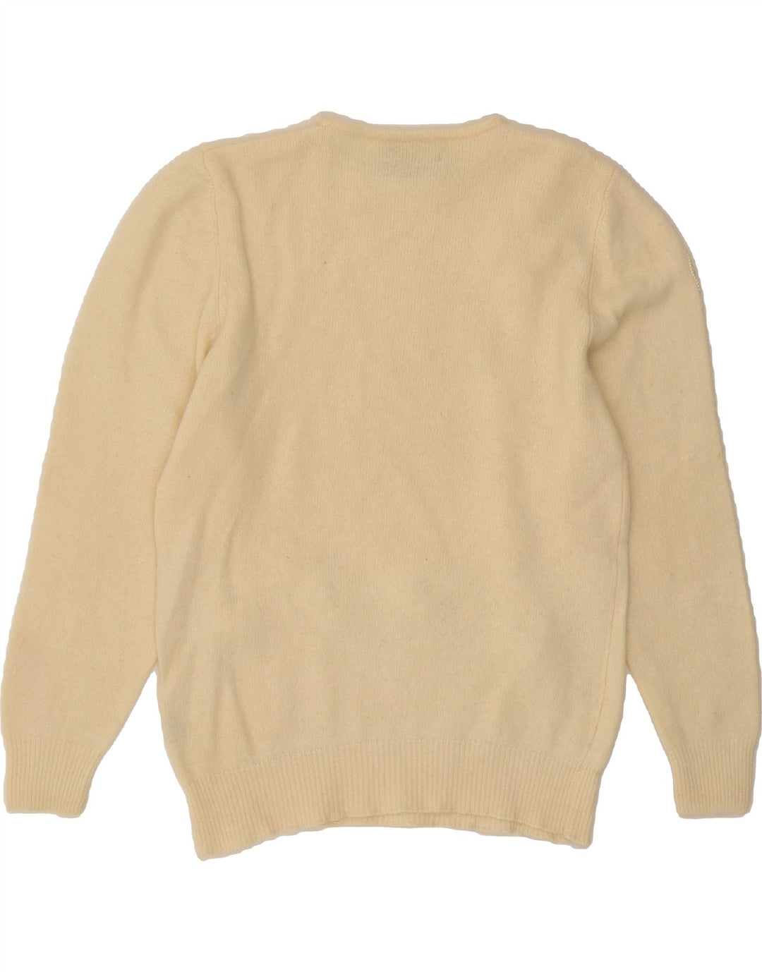 VINTAGE Womens Crew Neck Jumper Sweater UK 14 Medium Beige Geometric Vintage Vintage and Second-Hand Vintage from Messina Hembry 
