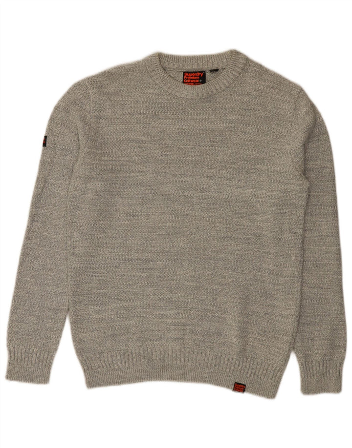 Superdry Mens Crew Neck Jumper Sweater Medium Grey Cotton