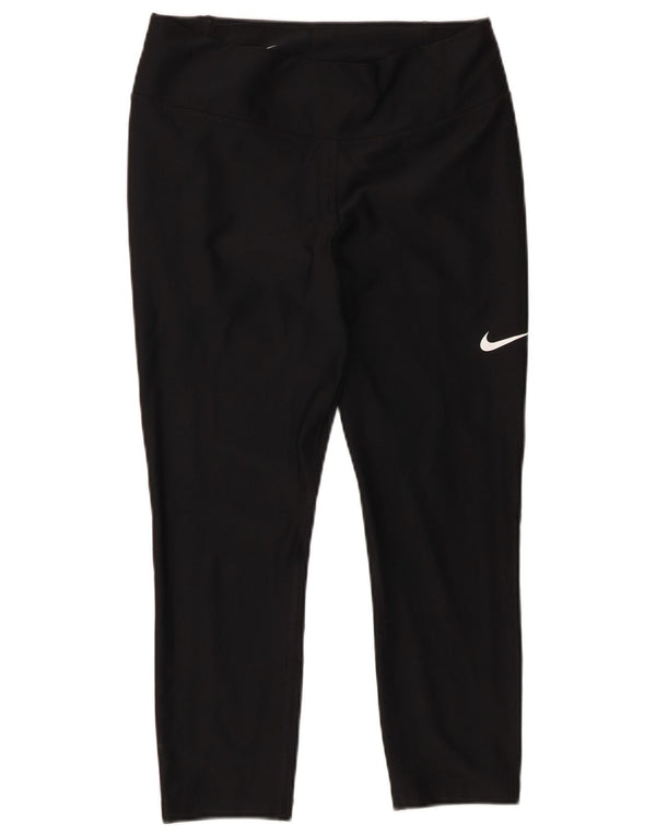 NIKE Womens Dri Fit Capri Leggings UK 12 Medium  Black Polyester