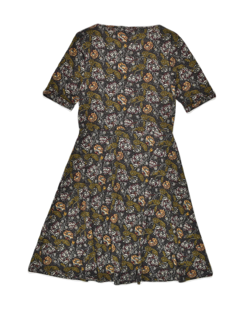 YESSICA Womens A-Line Dress UK 10 Small Khaki Floral | Vintage Yessica | Thrift | Second-Hand Yessica | Used Clothing | Messina Hembry 