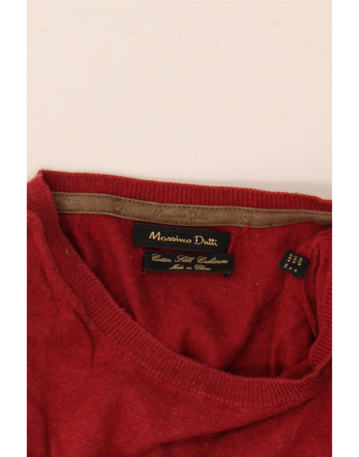 Massimo Dutti Mens Crew Neck Jumper Sweater Medium Red Cotton