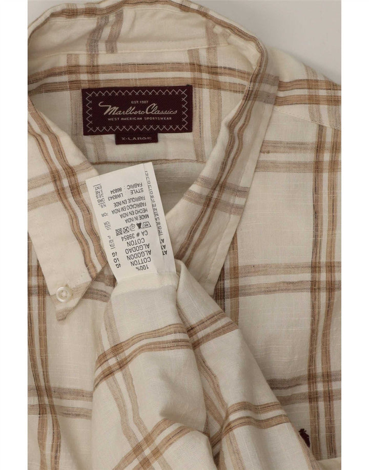Marlboro Classics Mens Shirt XL White Check Cotton