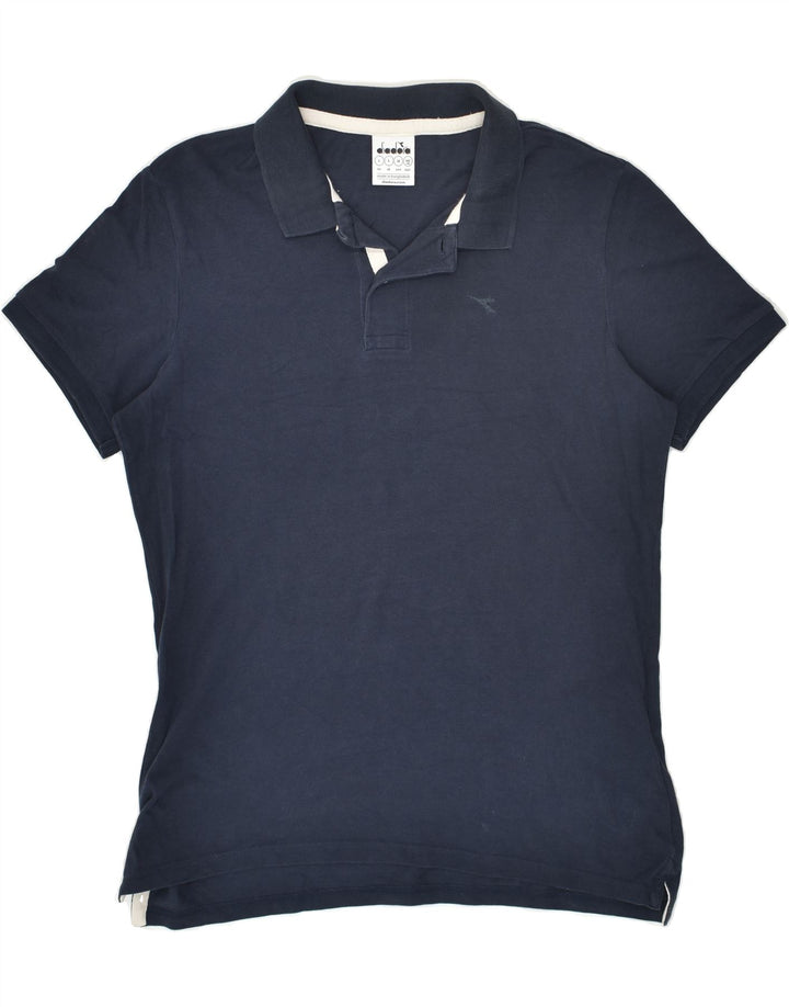 DIADORA Mens Polo Shirt Large Navy Blue Cotton | Vintage Diadora | Thrift | Second-Hand Diadora | Used Clothing | Messina Hembry 