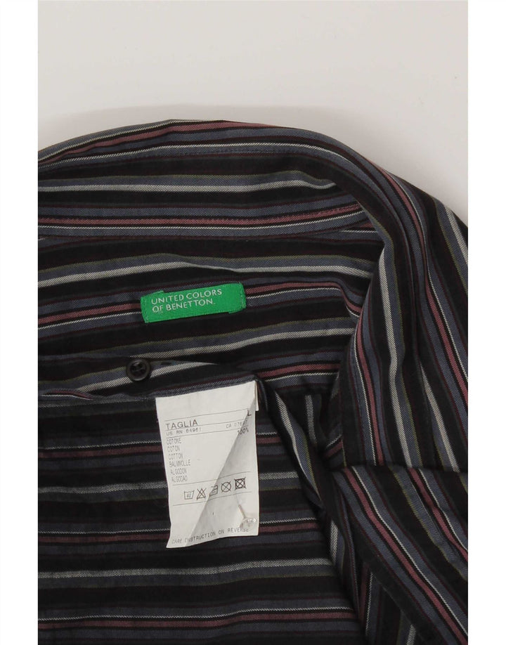 Benetton Mens Shirt Large Multicoloured Striped Cotton