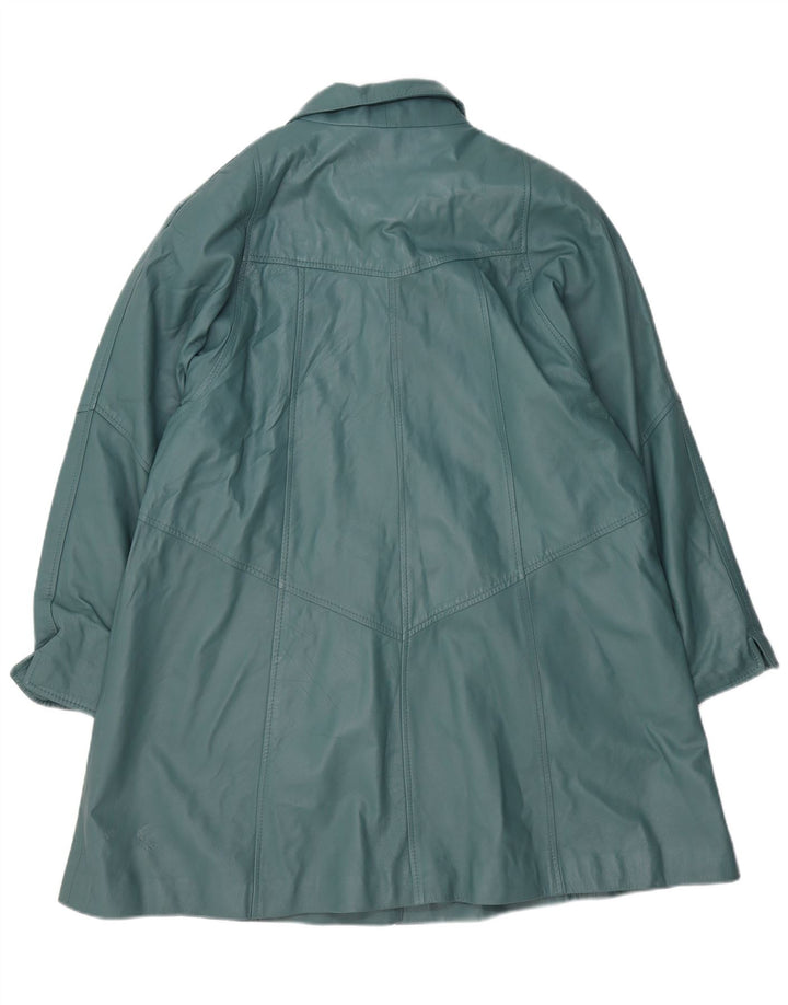Via Appia Womens Oversized Leather Coat UK 14 Medium Blue Leather