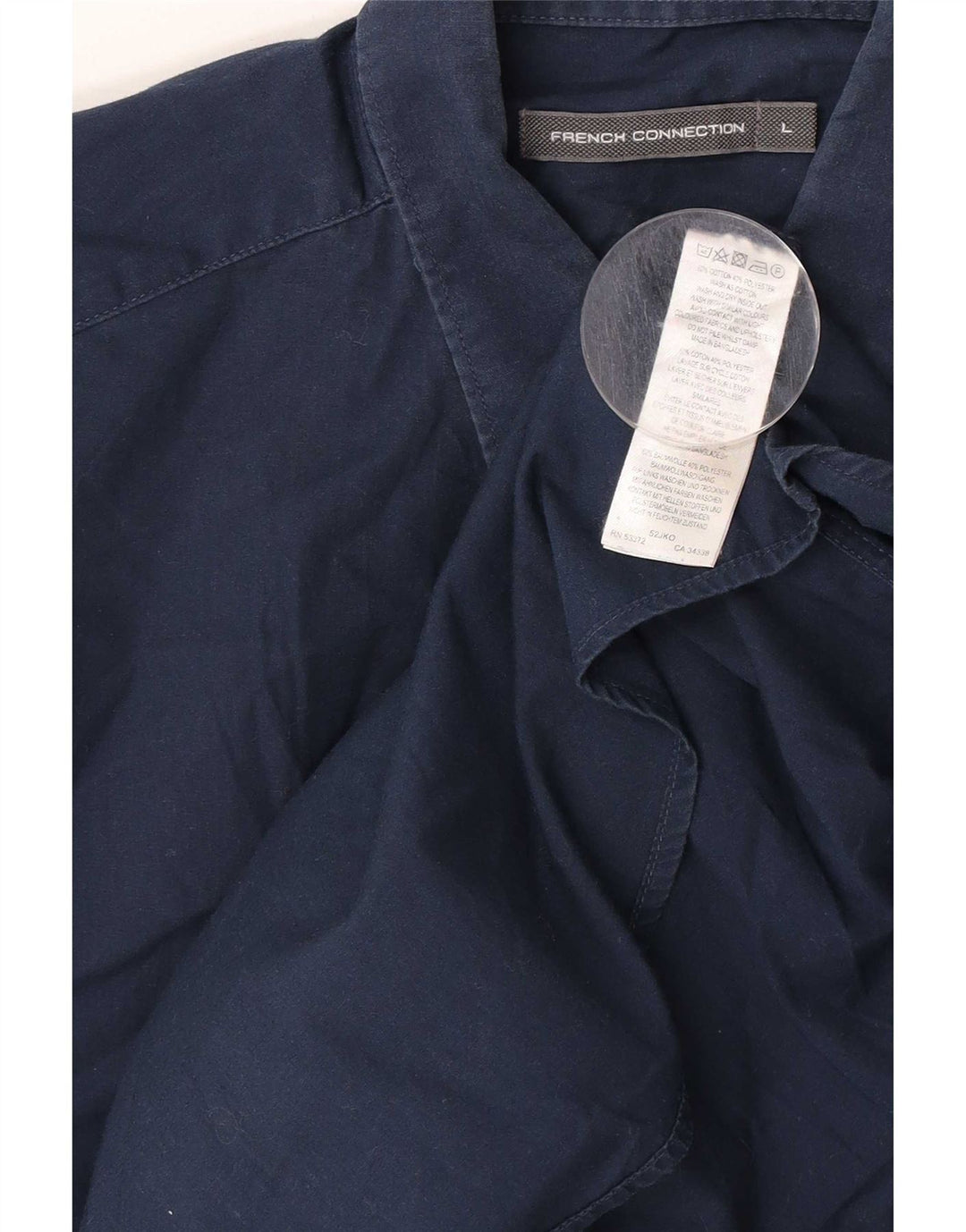 French Connection Mens Shirt Large Navy Blue Cotton