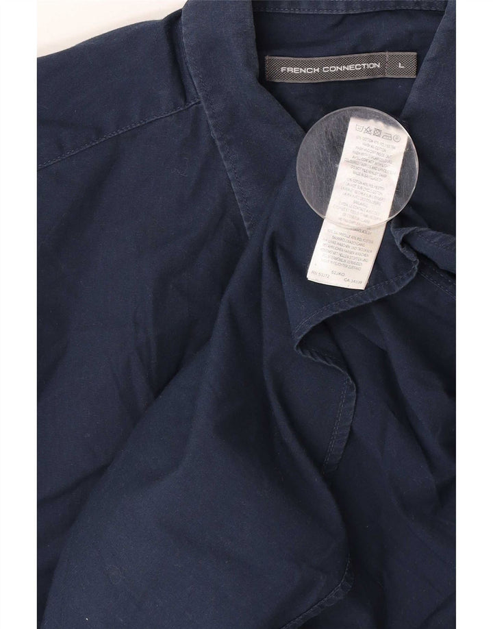French Connection Mens Shirt Large Navy Blue Cotton