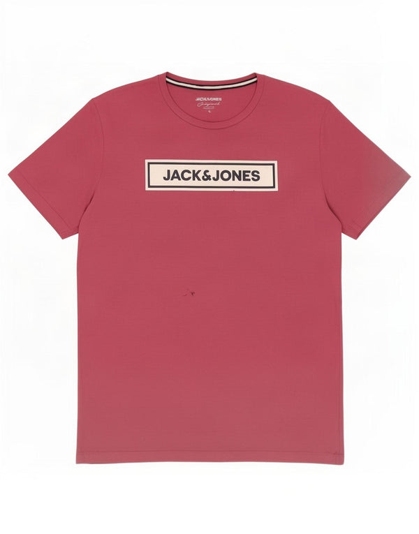 Jack & Jones Mens Graphic T-Shirt Top XL Pink Cotton