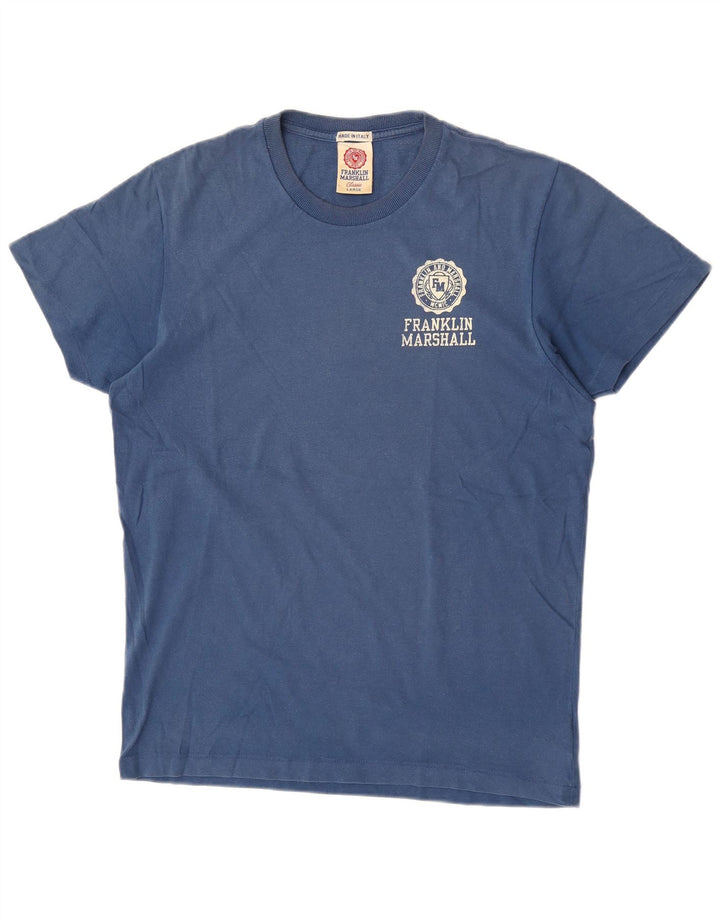 Franklin Marshall Mens Classic Fit Graphic T-Shirt Top Large Blue Cotton