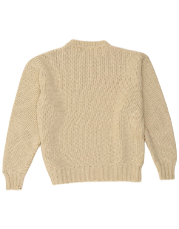 Tommy Hilfiger Mens Crew Neck Jumper Sweater XL Off White Colourblock Wool