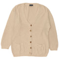 Quattro Castella Mens Cardigan Sweater Large Beige Cotton