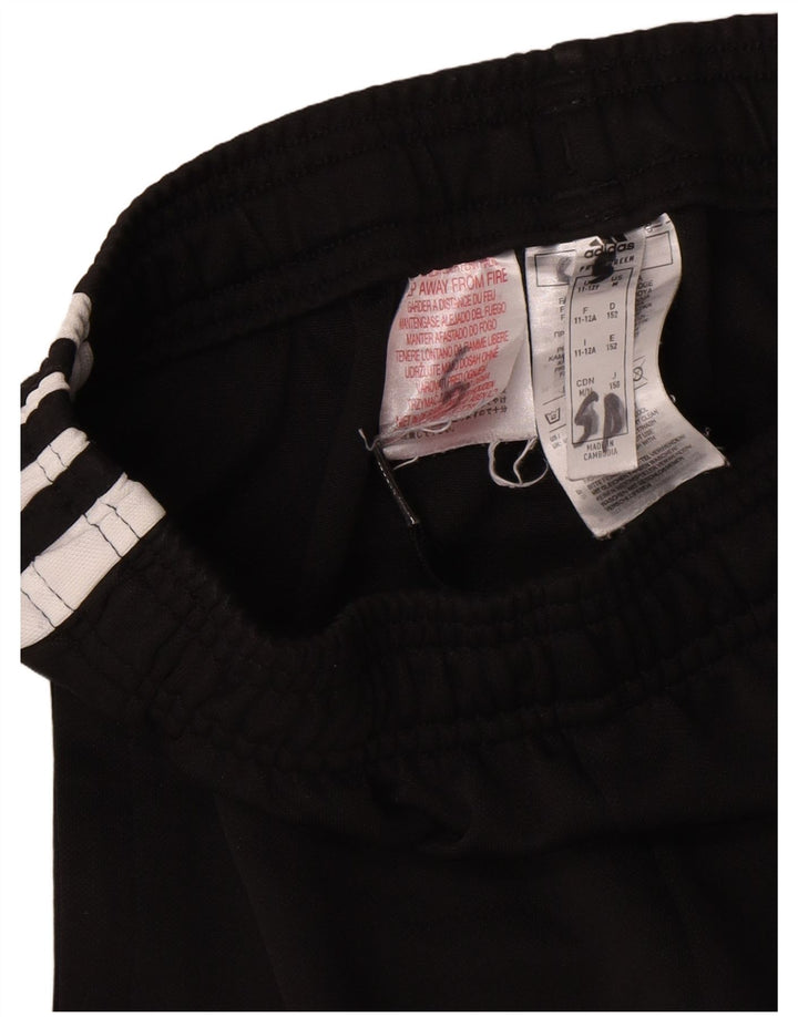 Adidas Boys Graphic Tracksuit Trousers 11-12 Years Black Polyester