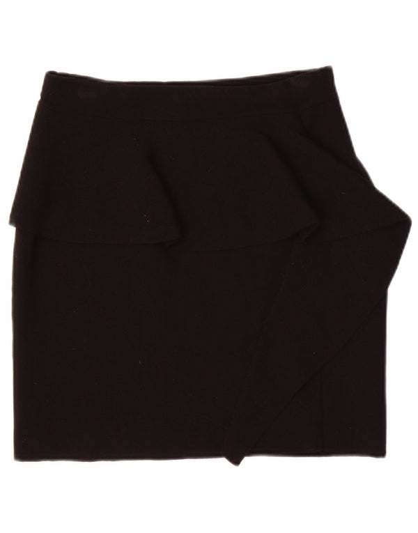Zara Womens Peplum Mini Skirt Medium W28  Black Viscose
