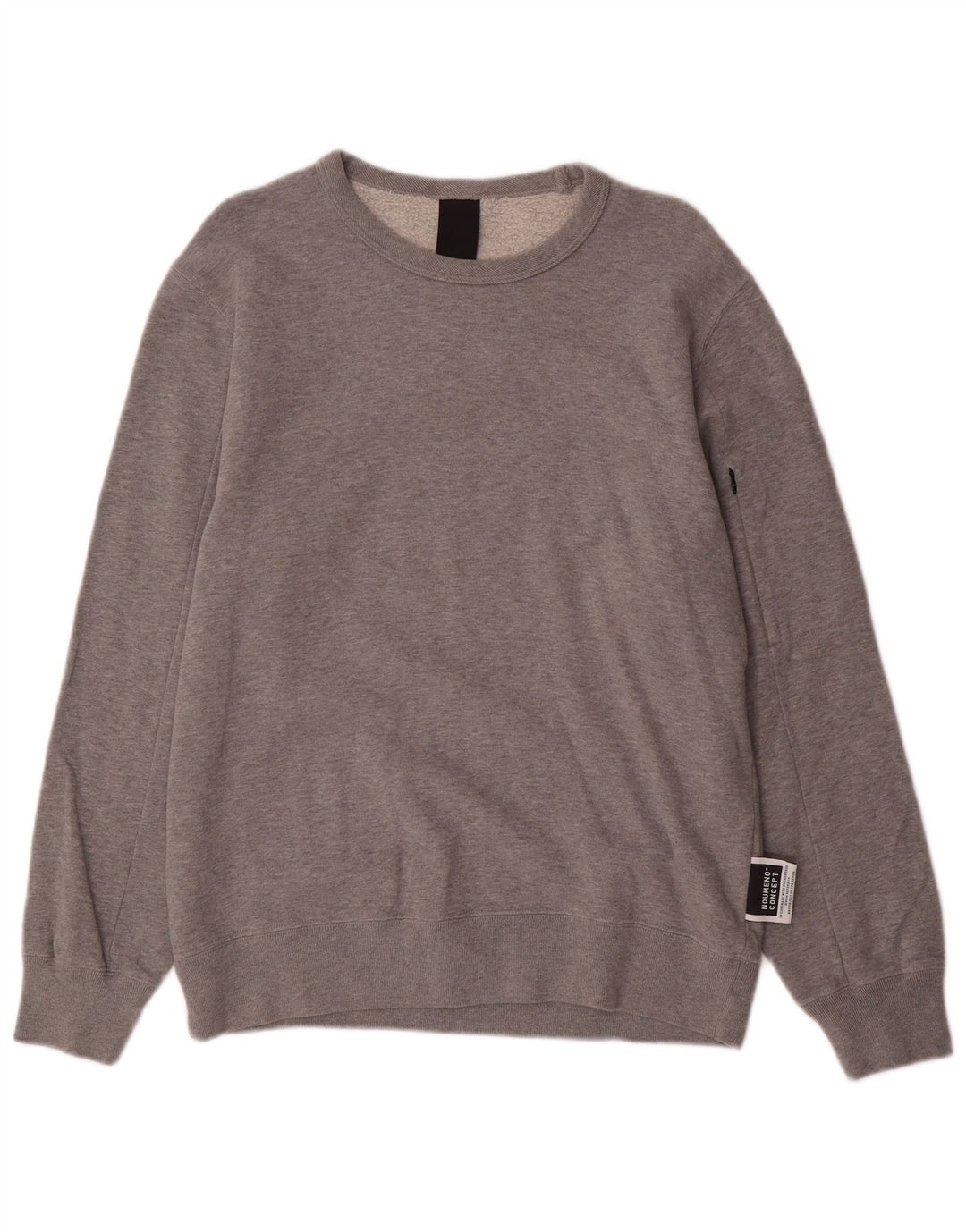NOUMENO CONCEPT Mens Graphic Sweatshirt Jumper Medium Grey Cotton